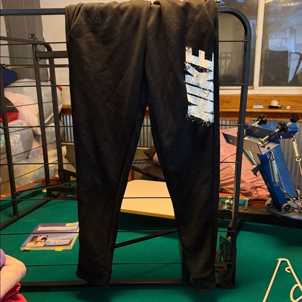Nike Kids Black Sweatpants with White Logo